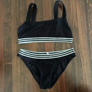 Solid and Striped Swimsuit Set